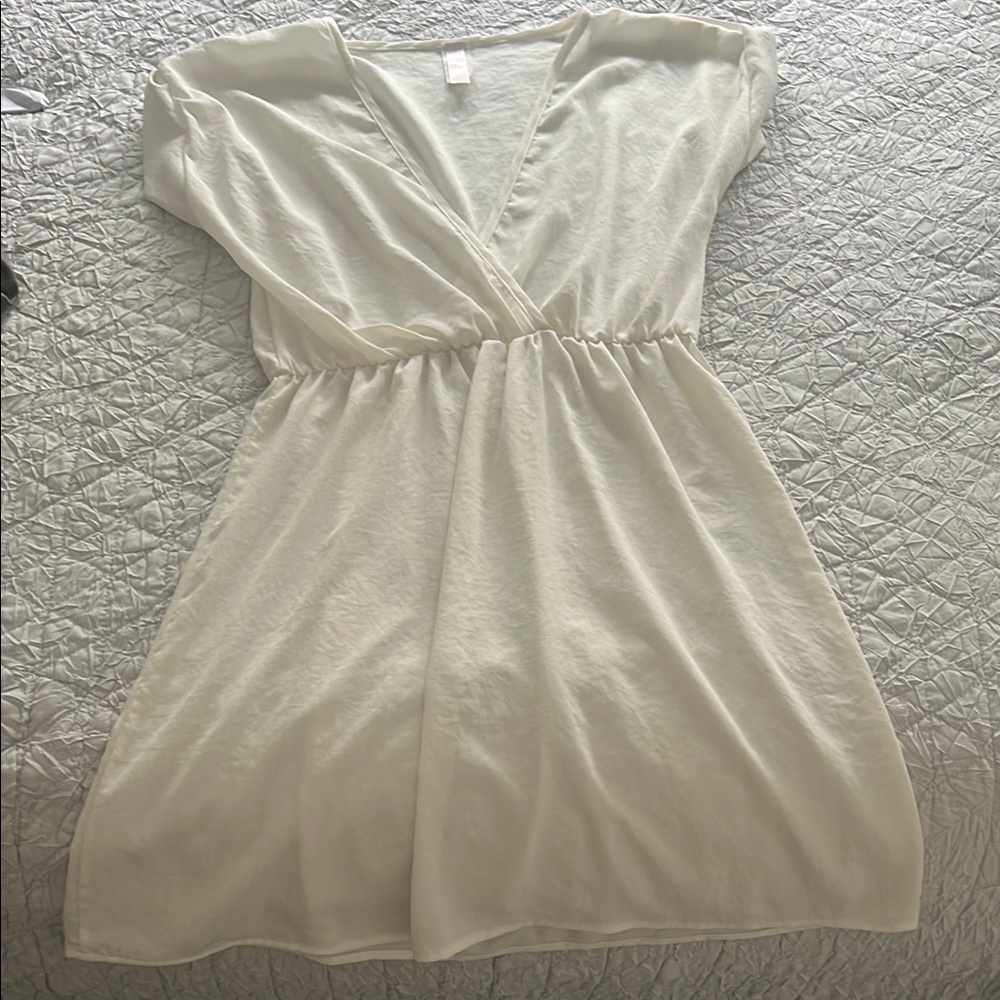 Love Notes Cream Tiered Sundress with Plunge Neckline